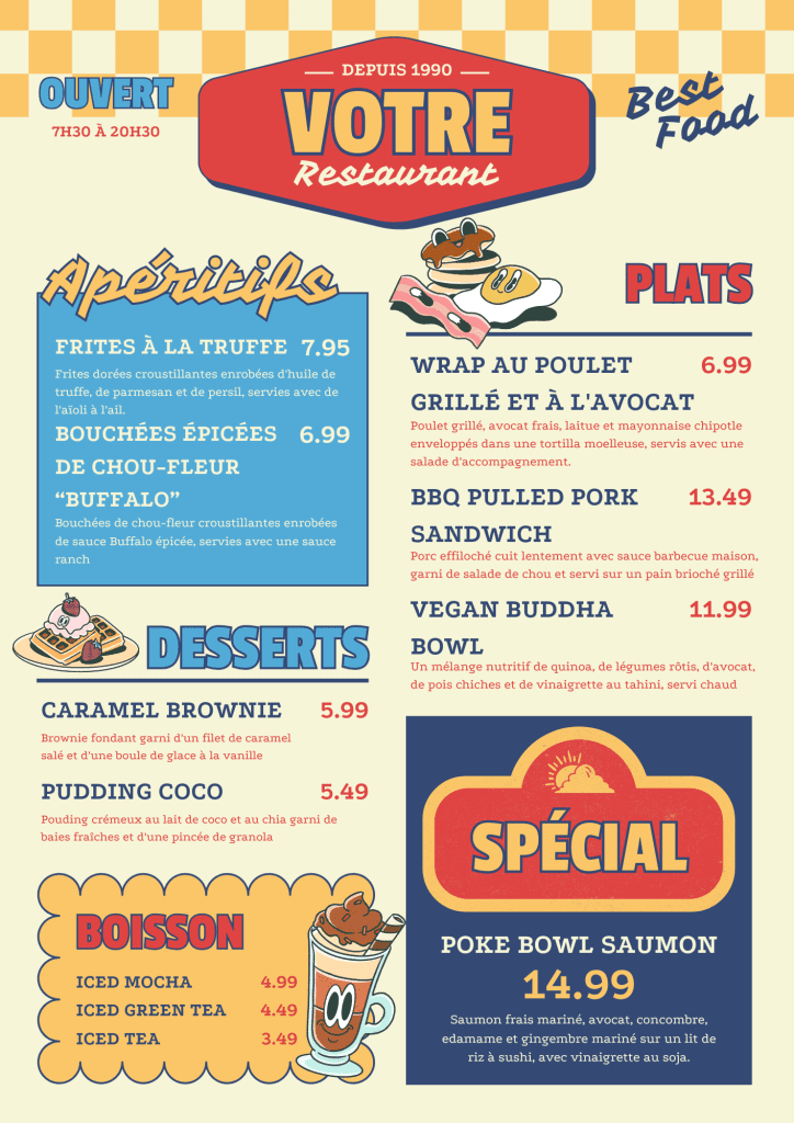 5 Étapes pour un menu de restaurant efficace : exemple menu